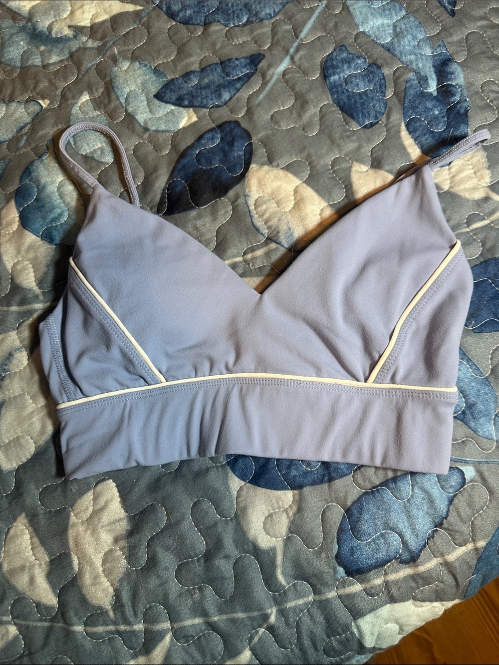 Light Blue Sports Bra with Cream Piping by Garage